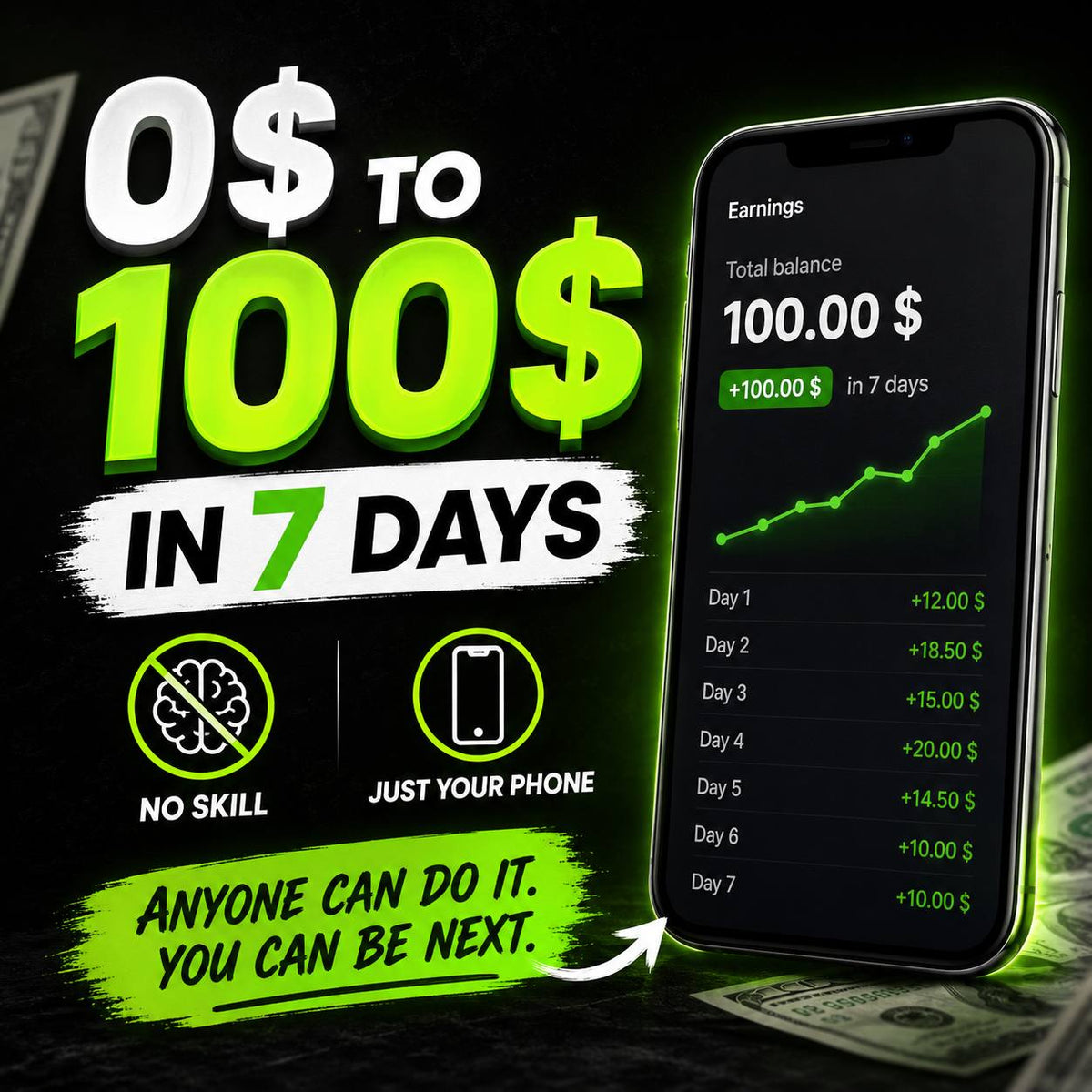 $0 to $100 in 7 days _no skill,just your phone